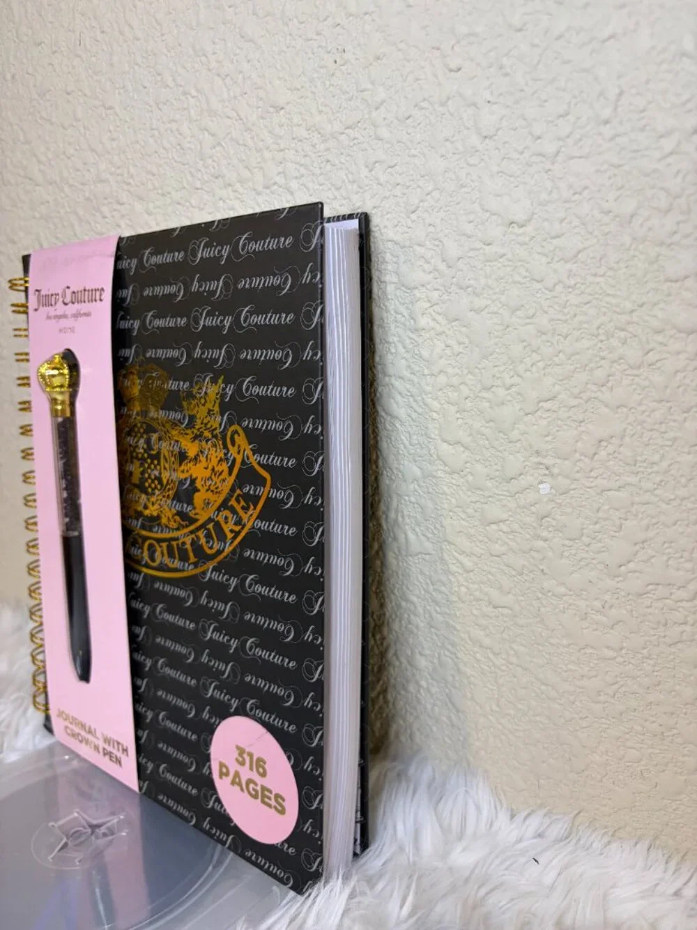 Juicy Couture Large Journal Crown Pen Black Gold 316 Pages NWT